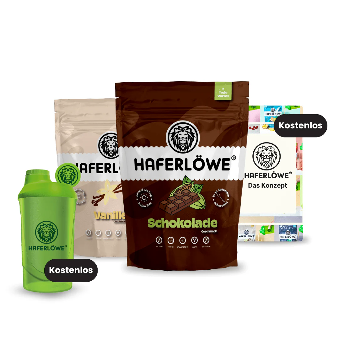 👉 2-Wochen-Vorrat: Vanille, Schoko, Shaker & Konzeptheft